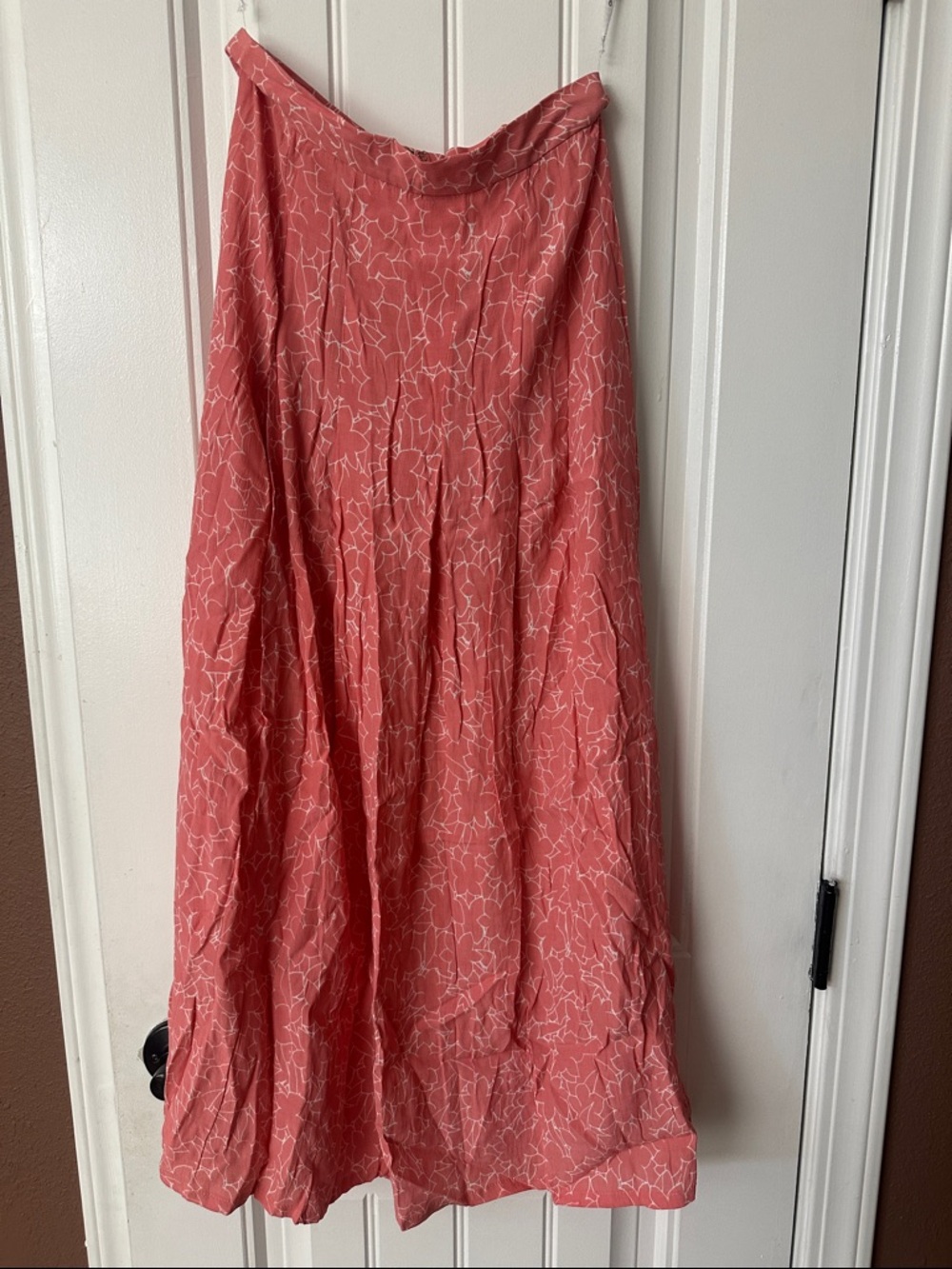 Faithfull the Brand Coral-Pink Floral Maxi Skirt